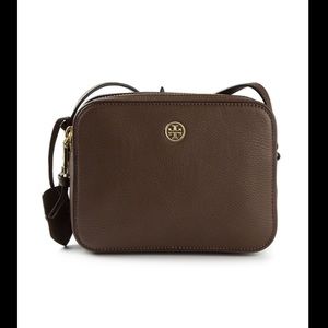 Tory Burch walnut brown Robinson camera bag